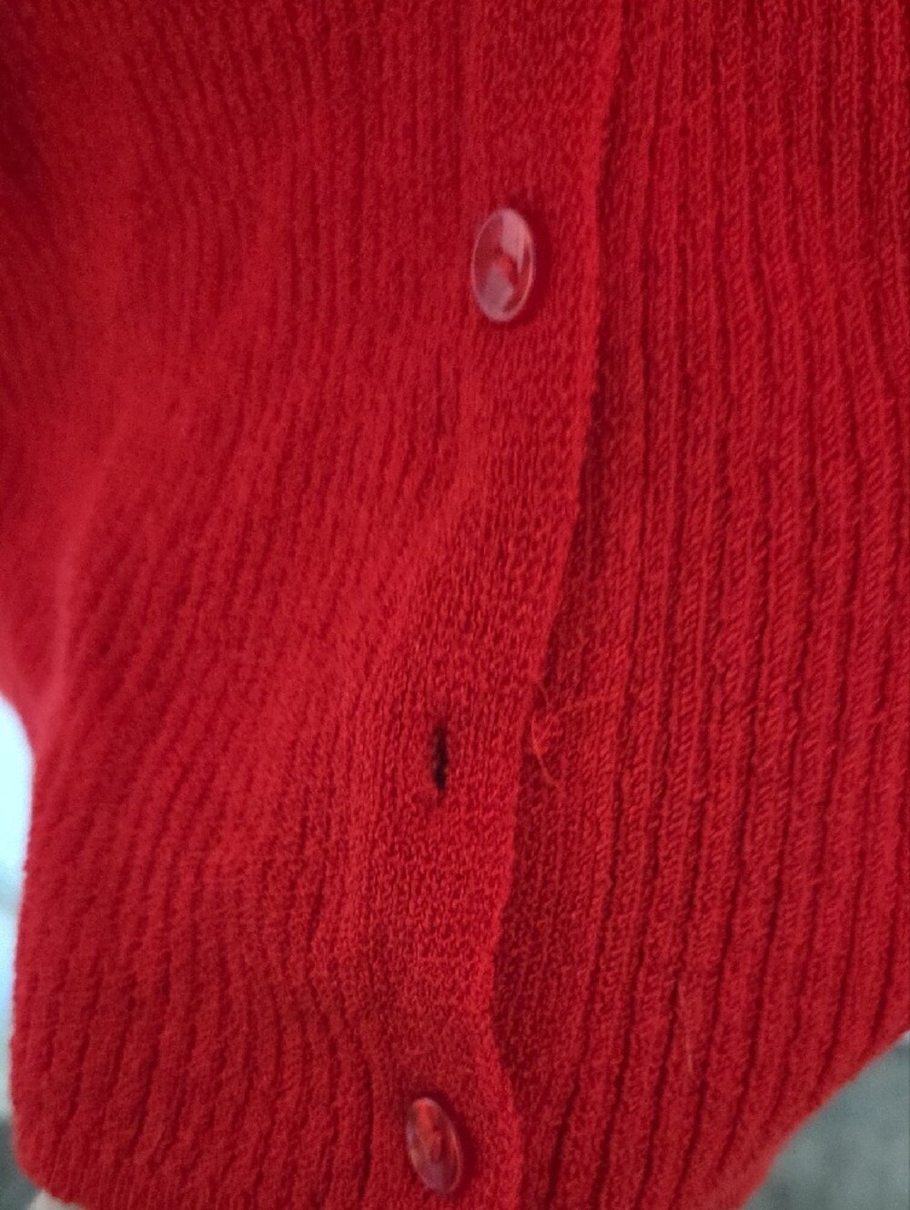 Dynamite Red Ribbed V-Neck Button Sweater - Picture 3 of 3
